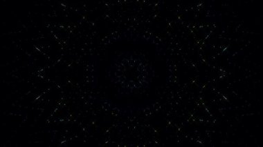 Parlayan güzel soyut bir kaleydoskop, ince hareketleri düzenleyen parlak bir ışık.