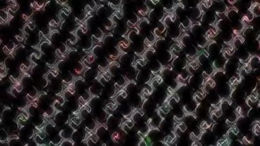 3D soyut parlak çizgiler, dalga, renkli, siyah arkaplan