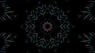 3D soyut parlak çizgiler, dalga, renkli, siyah arkaplan