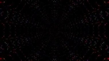 Animated digital abstract. Colorful curved and circular lines on black background, seamless loop