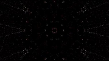 Animated digital abstract. Colorful curved and circular lines on black background, seamless loop