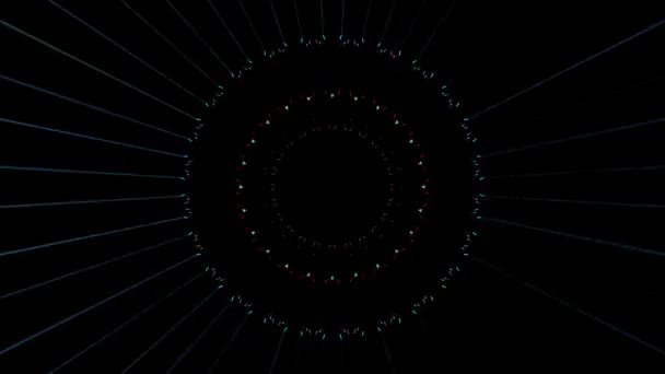 Animated Digital Abstract Colorful Curved Circular Lines Black Background Seamless — Video Stock