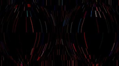 3D soyut parlak çizgiler, dalga, renkli, siyah arkaplan