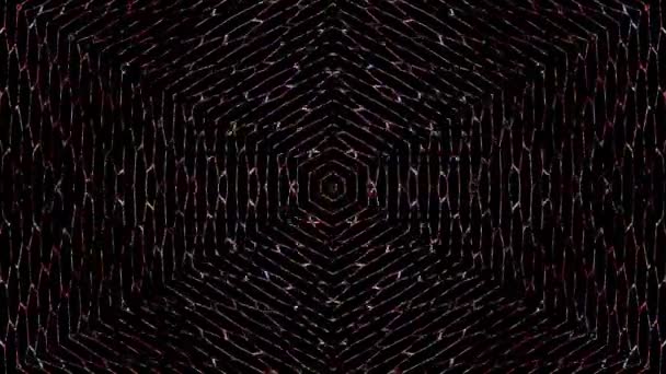 色彩斑斓的线色彩斑斓的圆圆圆的中心形状 黑色背景 — 图库视频影像