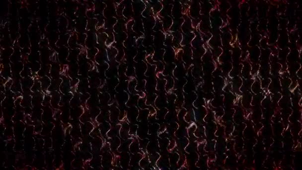 Αφηρημένη Λάμπει Φωτεινές Γραμμές Που Κύμα Πολύχρωμο Μαύρο Φόντο — Αρχείο Βίντεο