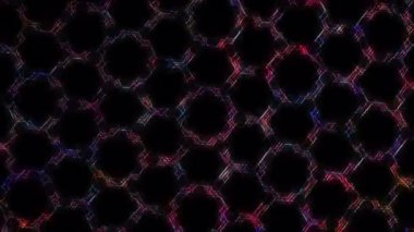 3D soyut parlak çizgiler, dalga, renkli, siyah arkaplan