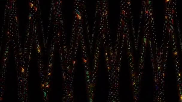 Абстракция Сияющие Яркие Линии Установить Волну Красочные Черный Фон — стоковое видео