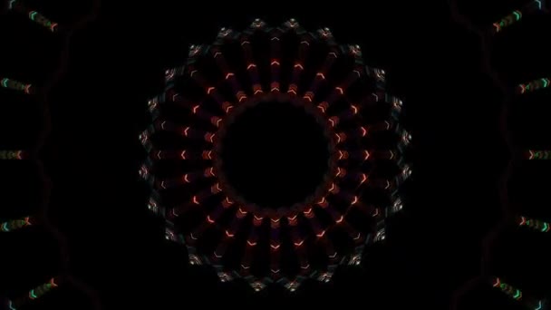 Αφηρημένες Γραμμές Πολύχρωμο Φως Λάμπει Στρογγυλό Σχήμα Στο Κέντρο Μαύρο — Αρχείο Βίντεο