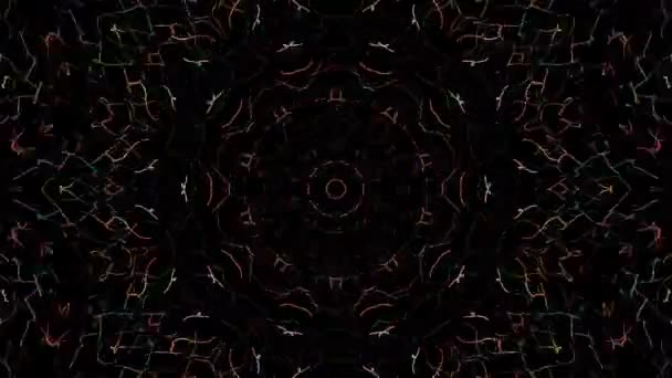 Líneas Abstractas Luz Colorida Brillante Forma Redonda Centro Fondo Negro — Vídeos de Stock