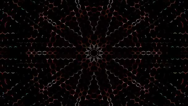 Абстрактные Линии Красочные Точки Свет Сияющий Круглую Форму Центре Черный — стоковое видео