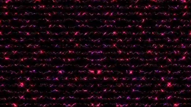 Shining Bright Dots Set Colorful Line Wave Motion Black Background — ストック動画