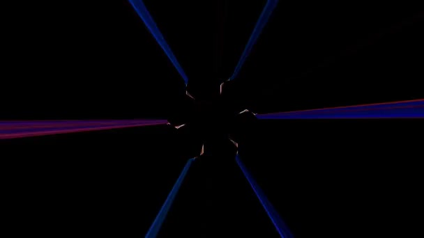 輝く美しいビデオ 黒の背景にカラフルなストライプと微妙な動きを調節する明るい輝き — ストック動画