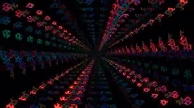 3D animasyon güzel video renkli soyut parlak ışık enerjisi 4K düz çizgi dalgaları siyah arkaplan üzerinde parıldayan ışık etkisi