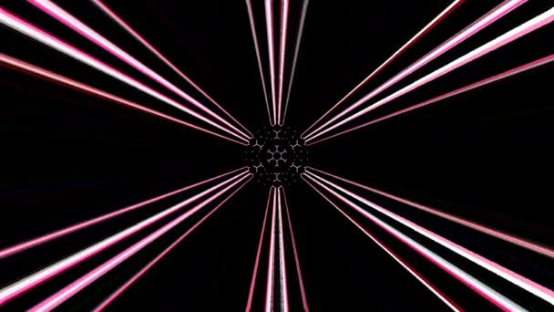 3Dアニメーション美しいビデオカラフルな抽象的な明るい光エネルギー4Kの滑らかなライン波は黒い背景に光の効果を輝かせる — ストック動画