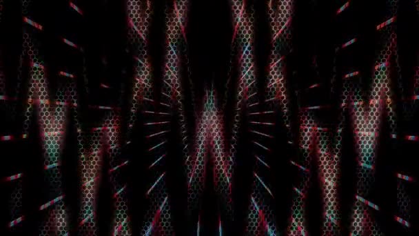 Abstracte Stippen Stralende Heldere Lijnen Set Wave Kleurrijke Zwarte Achtergrond — Stockvideo