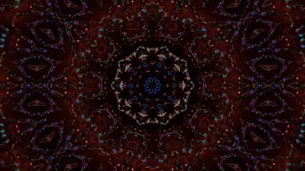 Abstract Kaleidoscoop Patroon Met Volledige Kleuren Magische Mandala Achtergrond Bewegende — Stockvideo
