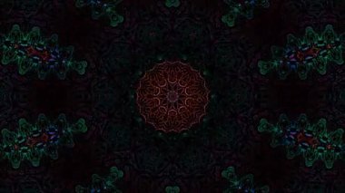 Animated digital abstract. Colorful curved and circular lines on black background, seamless loop