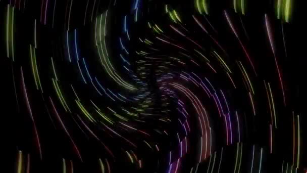 Abstrait Brillant Lignes Lumineuses Ensemble Vague Coloré Fond Noir — Video