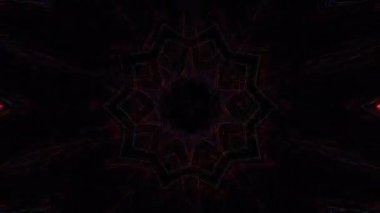 3D animasyon güzel video renkli soyut parlak ışık enerjisi 4K düz çizgi dalgaları merkezde yuvarlak ışık efekti, siyah arkaplan