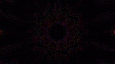 3D animasyon güzel video renkli soyut parlak ışık enerjisi 4K düz çizgi dalgaları merkezde yuvarlak ışık efekti, siyah arkaplan