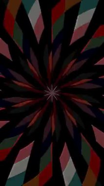 3D animasyon güzel video renkli soyut parlak ışık enerjisi 4K düz çizgi dalgaları merkezde yuvarlak ışık efekti, siyah arkaplan