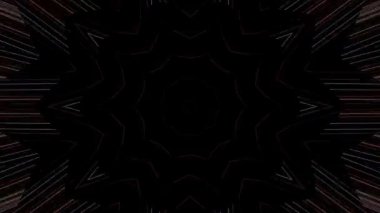 3D animasyon güzel video renkli soyut parlak ışık enerjisi 4K düz çizgi dalgaları merkezde yuvarlak ışık efekti, siyah arkaplan