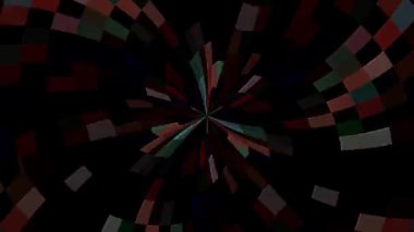 3D animasyon güzel video renkli soyut parlak ışık enerjisi 4K düz çizgi dalgaları merkezde yuvarlak ışık efekti, siyah arkaplan