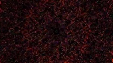 3D animasyon güzel video renkli soyut parlak ışık enerjisi 4K düz çizgi dalgaları merkezde yuvarlak ışık efekti, siyah arkaplan