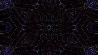 3D animasyon güzel video renkli soyut parlak ışık enerjisi 4K düz çizgi dalgaları merkezde yuvarlak ışık efekti, siyah arkaplan