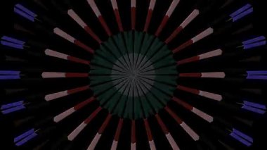 3D animasyon güzel video renkli soyut parlak ışık enerjisi 4K düz çizgi dalgaları merkezde yuvarlak ışık efekti, siyah arkaplan