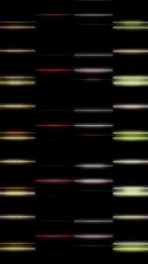 3D Animated digital abstract. Colorful curved and circular lines on black background, seamless loop