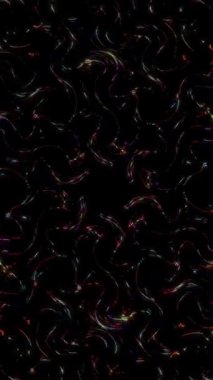 3D animation vertical beautiful video colorful abstract bright light energy 4K of smooth lines waves glittering light effect on black background