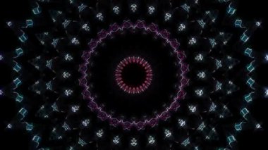 3D animasyon güzel video renkli soyut parlak ışık enerjisi 4K düz çizgi dalgaları merkezde yuvarlak ışık efekti, siyah arkaplan