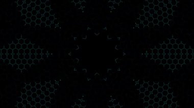 3D animasyon güzel video renkli soyut parlak ışık enerjisi 4K düz çizgi dalgaları merkezde yuvarlak ışık efekti, siyah arkaplan