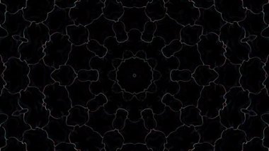 3D animasyon güzel video renkli soyut parlak ışık enerjisi 4K düz çizgi dalgaları merkezde yuvarlak ışık efekti, siyah arkaplan