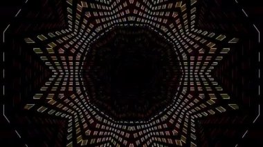 3D animasyon güzel video renkli soyut parlak ışık enerjisi 4K düz çizgi dalgaları merkezde yuvarlak ışık efekti, siyah arkaplan