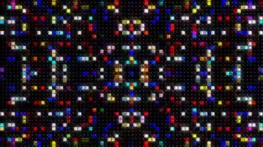 3D shining bright dots set colorful line wave motion, on black background