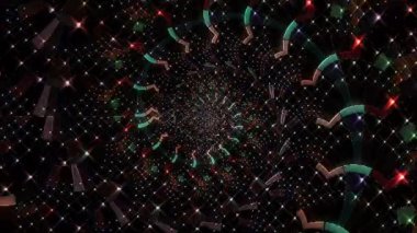 3D animasyon güzel video renkli soyut parlak ışık enerjisi 4K düz çizgi dalgaları merkezde yuvarlak ışık efekti, siyah arkaplan
