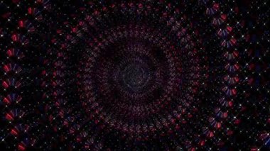 3D animasyon güzel video renkli soyut parlak ışık enerjisi 4K düz çizgi dalgaları merkezde yuvarlak ışık efekti, siyah arkaplan