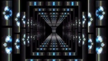 3D parlak çizgiler siyah arka planda dalga hareketini ayarlar.