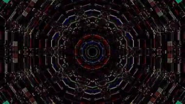 3D animasyon güzel video renkli soyut parlak ışık enerjisi 4K düz çizgi dalgaları merkezde yuvarlak ışık efekti, siyah arkaplan