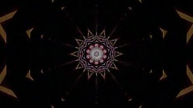 3D animasyon güzel video renkli soyut parlak ışık enerjisi 4K düz çizgi dalgaları merkezde yuvarlak ışık efekti, siyah arkaplan