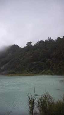 Talaga bodas krateri, Endonezya 'da turistik bir yer, yeşil ağaçları ve sisli havası var.