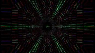 3D soyut parlak çizgiler, dalga, renkli, siyah arkaplan