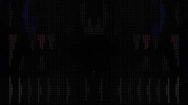 3D shining bright dots set colorful line wave motion, on black background