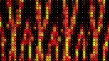 3D shining bright dots set colorful line wave motion, on black background