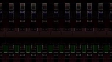 3D shining bright dots set colorful line wave motion, on black background