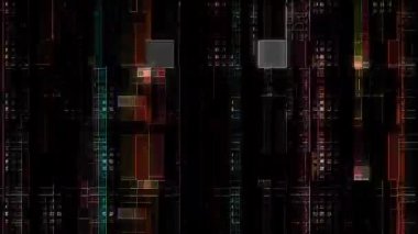 3D shining bright dots set colorful line wave motion, on black background