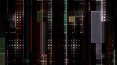 3D shining bright dots set colorful line wave motion, on black background