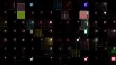 3D shining bright dots set colorful line wave motion, on black background